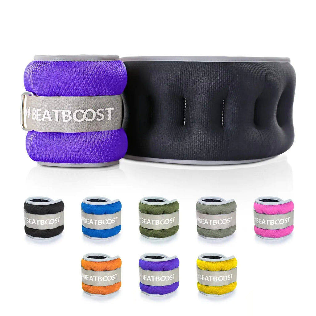 Ankle Wrist Weights for Women Men A Pair of 8 Lbs BeatBoost Arm Leg Weight Set with Adjustable Straps for Walking Pilates Exercise Workout Gym Aerobics Purple