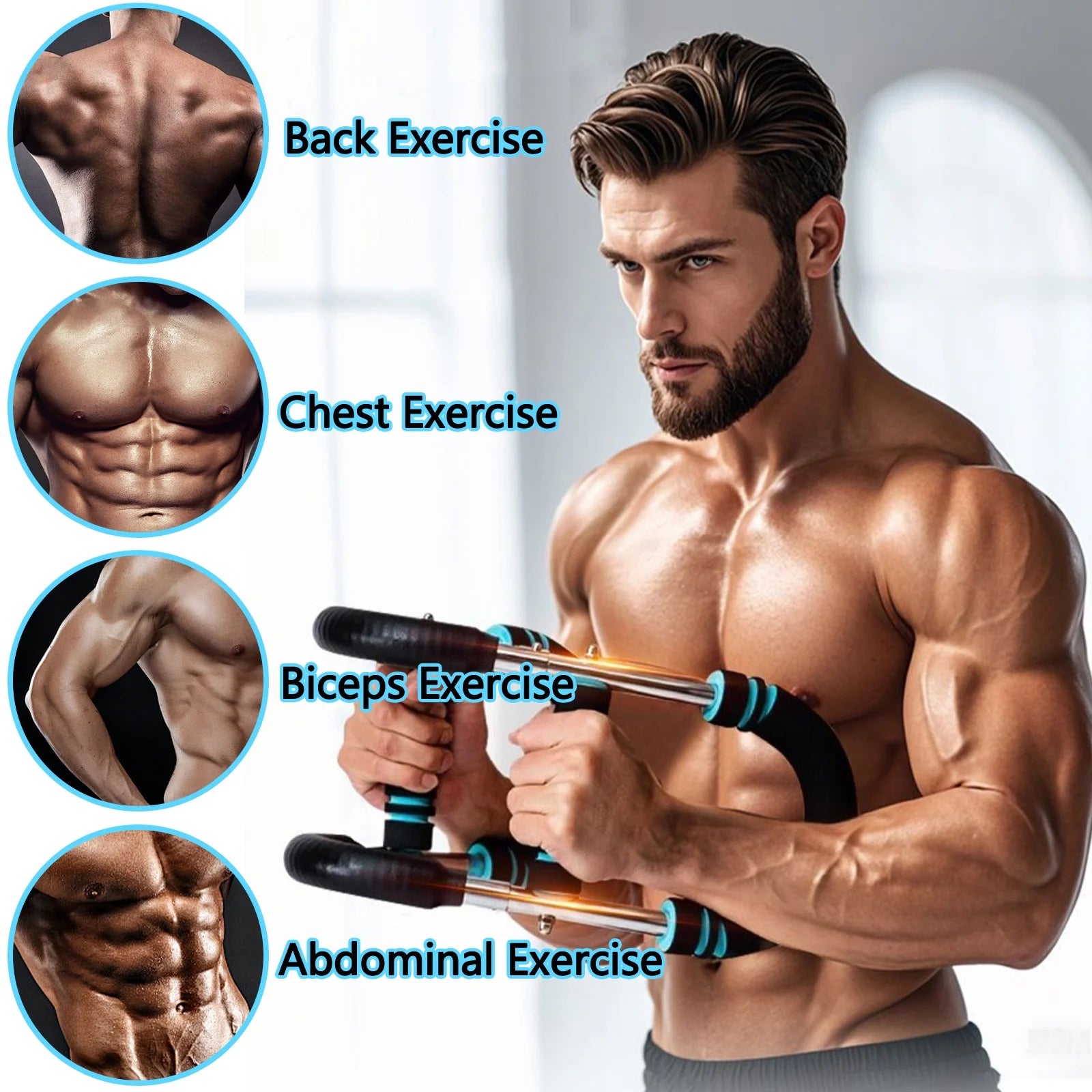 Twister Arm Trainer, 66-110Lb Adjustable Chest Workout Equipment, Arm Trainer, Chest Trainer for Men, Portable Detachable Spring Resistance Home Fitness Equipment for Enhancing Upper Body Muscle